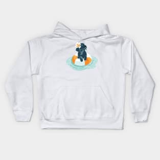 Summer pool pawty // aqua background Labrador Retriever dog breed in vacation playing on swimming pool Kids Hoodie